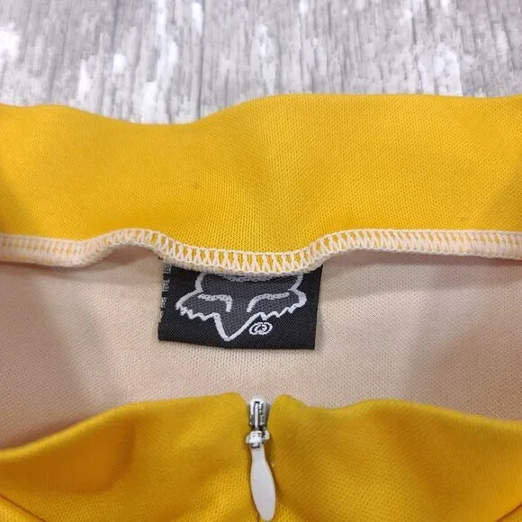 Fox Racing Jersey Mens XXL Yellow Black Cycling 3/4 Zip Short Sleeve Vintage - Picture 6 of 7